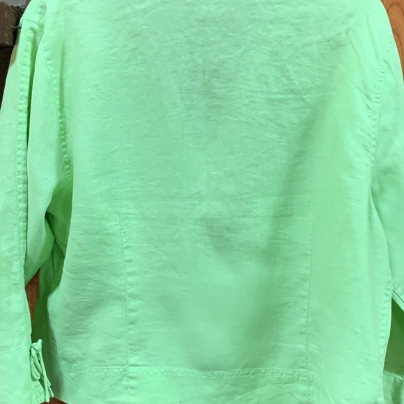 Lime green linen button down top / jacket with arm tie detail size XL - Picture 2 of 6